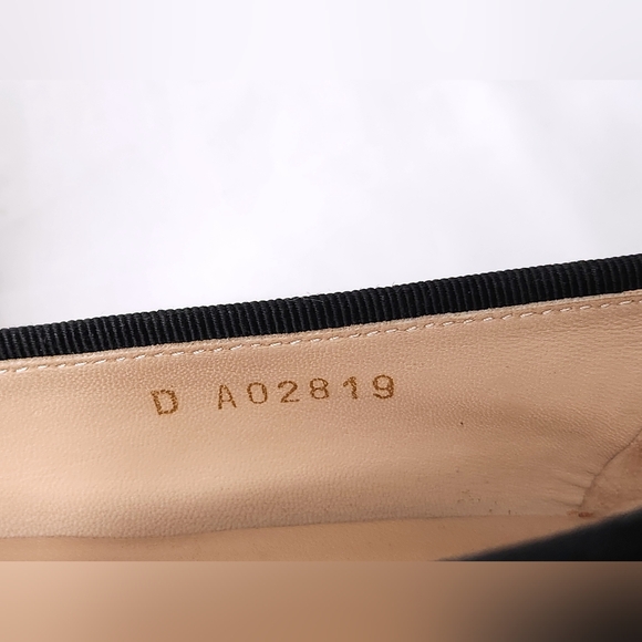 CHANEL Black Cambon Leather Ballet Flats Bow CC Logo Classic Ballerina Size 37.5 - Picture 12 of 15